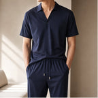 Atticus Mulberry Silk Pant Set - Navy Blue - women's set - Brondals - Image 2