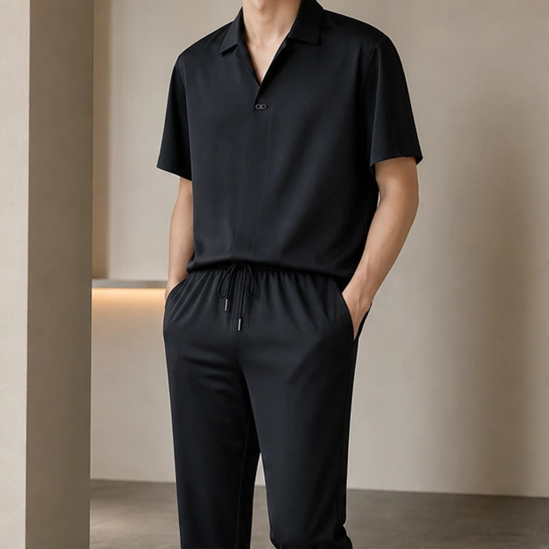 Atticus Mulberry Silk Pant Set - Black - silk set - Brondals - Image 3