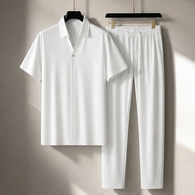 Atticus Mulberry Silk Pant Set - White - Outfit Set - Brondals - Image 1