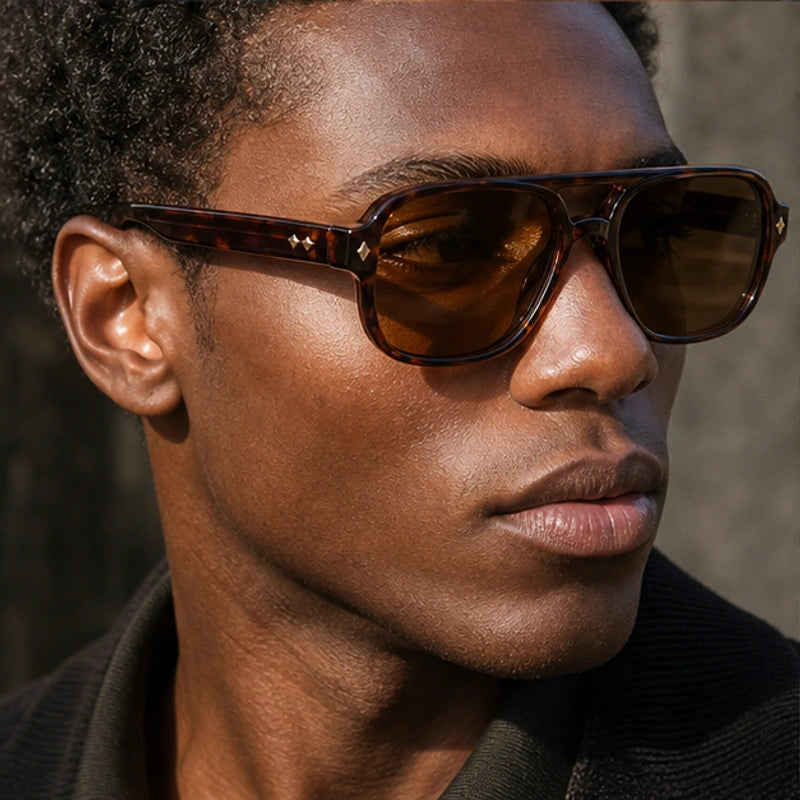 Palma Azure Aviator Sunglasses - Espresso Brown - crystal frame - Brondals - Image 7