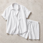 Balfour Linen Shorts Set - White - Outfit Set - Brondals - Image 1