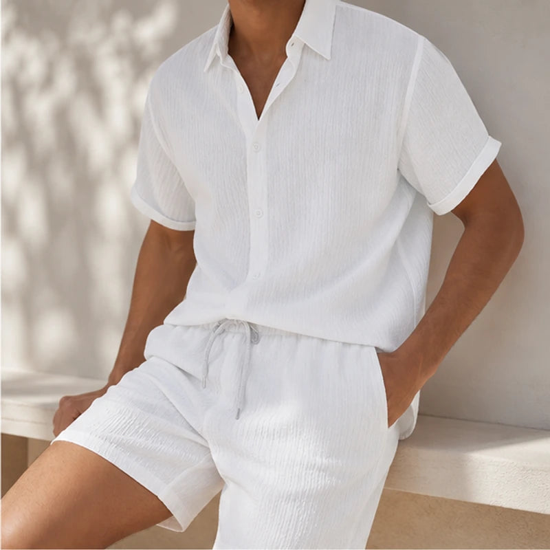 Balfour Linen Shorts Set - White - linen set - Brondals - Image 2