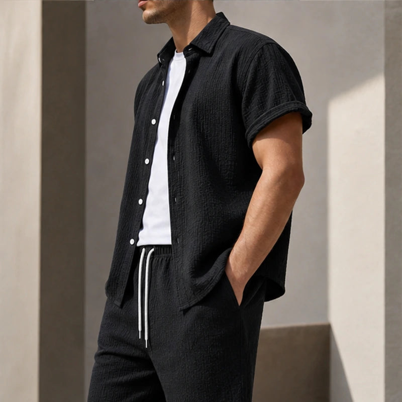 Balfour Linen Shorts Set - Black - shorts set - Brondals - Image 3