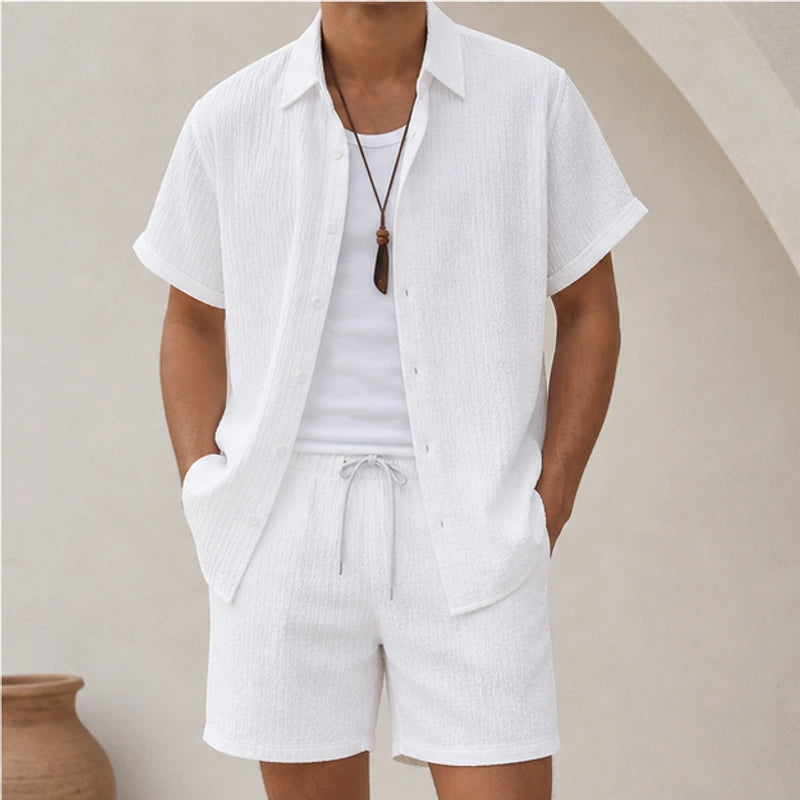 Balfour Linen Shorts Set - White - shorts set - Brondals - Image 3