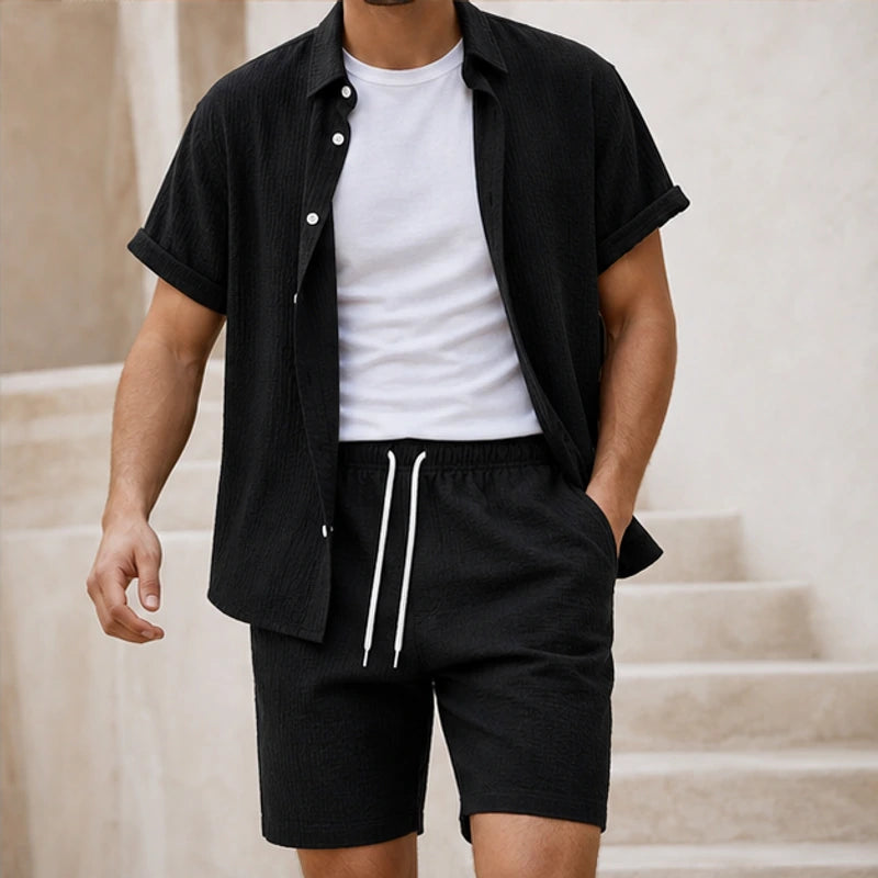 Balfour Linen Shorts Set - Black - two-piece set - Brondals - Image 4