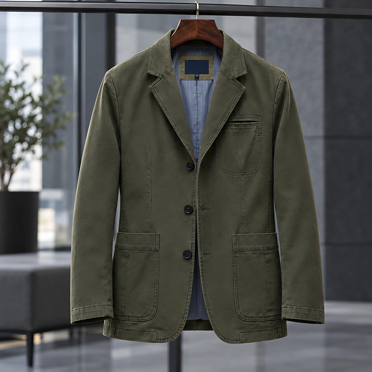 Barrett Men's Tailored Notch-Lapel Blazer - Army Green - Catalog Group: Clothing - Brondals - Image 2