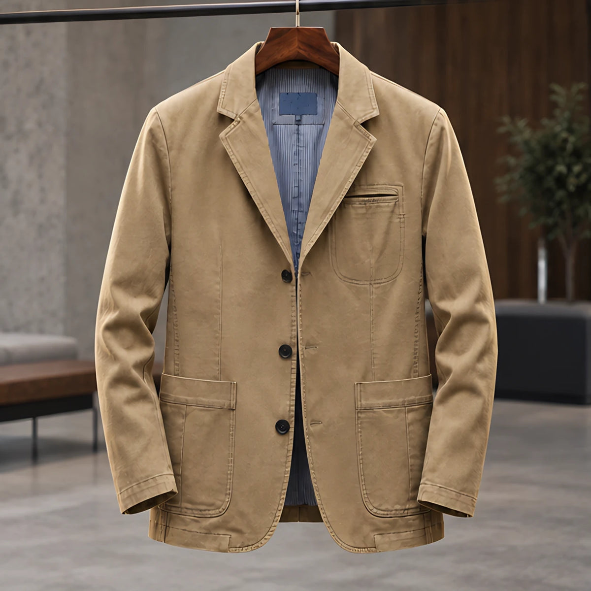 Barrett Men's Tailored Notch-Lapel Blazer - Khaki - Catalog Group: Clothing - Brondals - Image 2