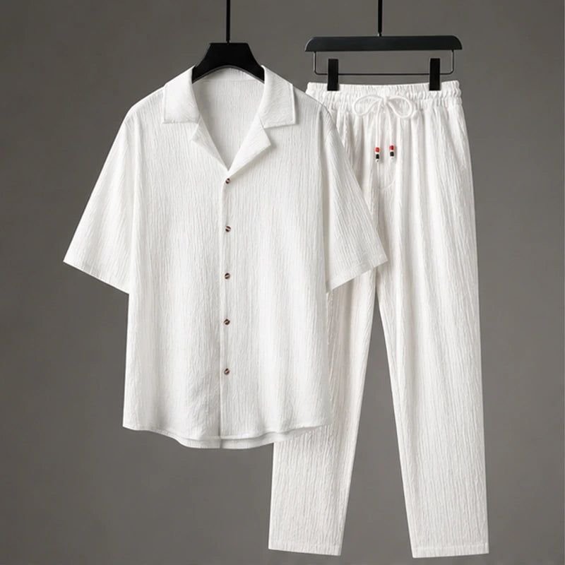Blackwood Oversized Linen Set - White - Outfit Set - Brondals - Image 1
