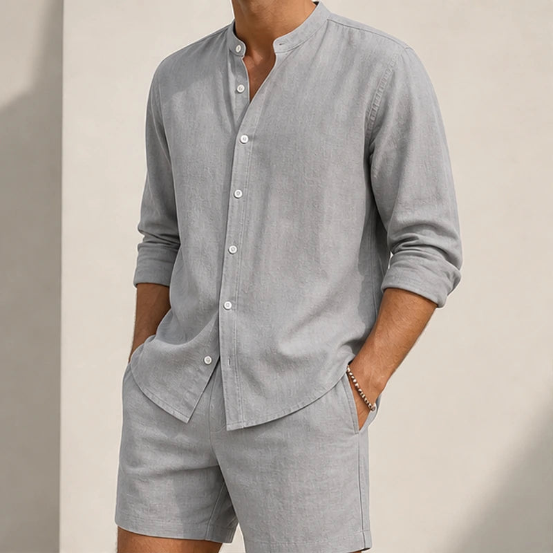 Bradford Relaxed Linen Shorts Set - Gray - women's set - Brondals - Image 2