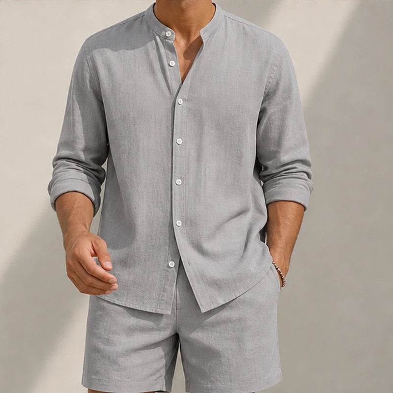 Bradford Relaxed Linen Shorts Set - Gray - shorts set - Brondals - Image 4