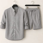 Bradford Relaxed Linen Shorts Set - Gray - Outfit Set - Brondals - Image 1