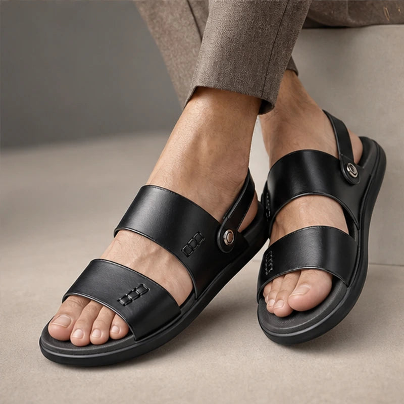 Branson Leather Sandals - Black - cushioned footbed - Brondals - Image 4