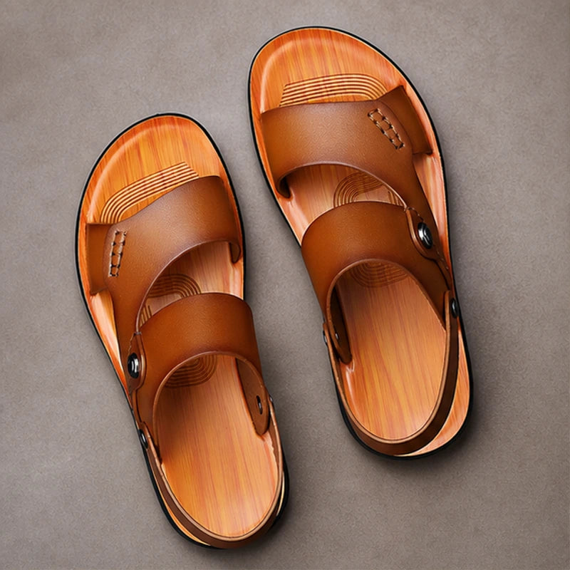 Branson Leather Sandals - Khaki - Sandals - Brondals - Image 1