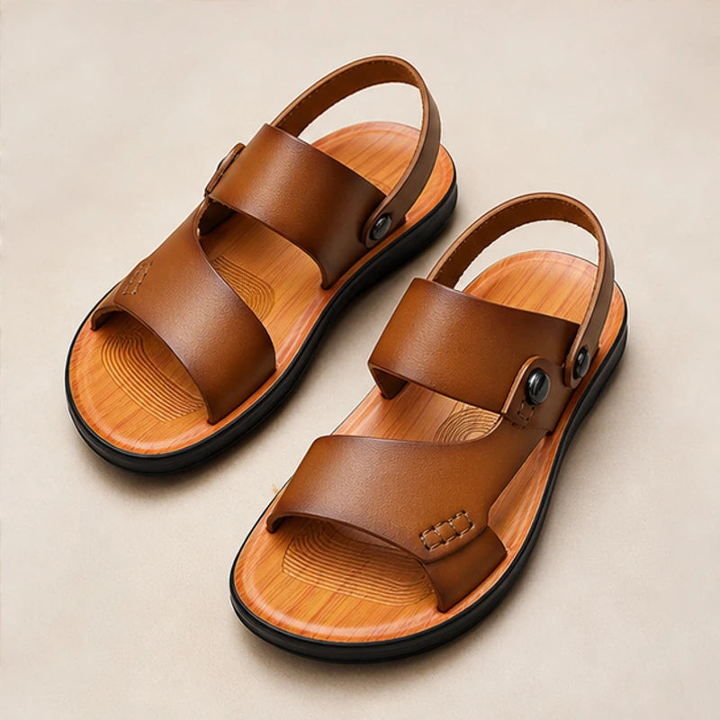 Branson Leather Sandals - Khaki - leather sandals - Brondals - Image 2