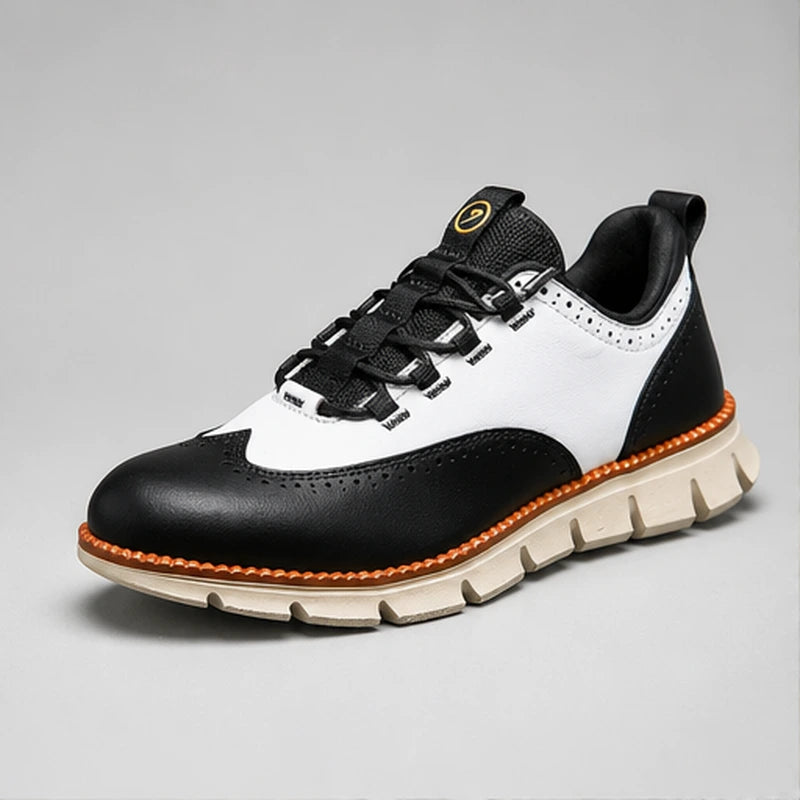 Brentwood Brogue Sneaker - White & Black - Sneakers - Brondals - Image 1