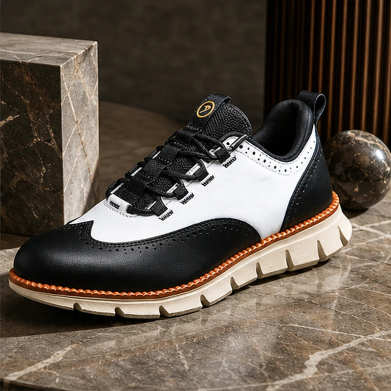 Brentwood Brogue Sneaker - White & Black - men's sneakers - Brondals - Image 2