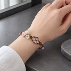 Bridget Braided Bracelet with Rough-Cut Stone and Flowers - White - Jewelry > Bracelets > Braided Bracelets - Brondals - Image 1