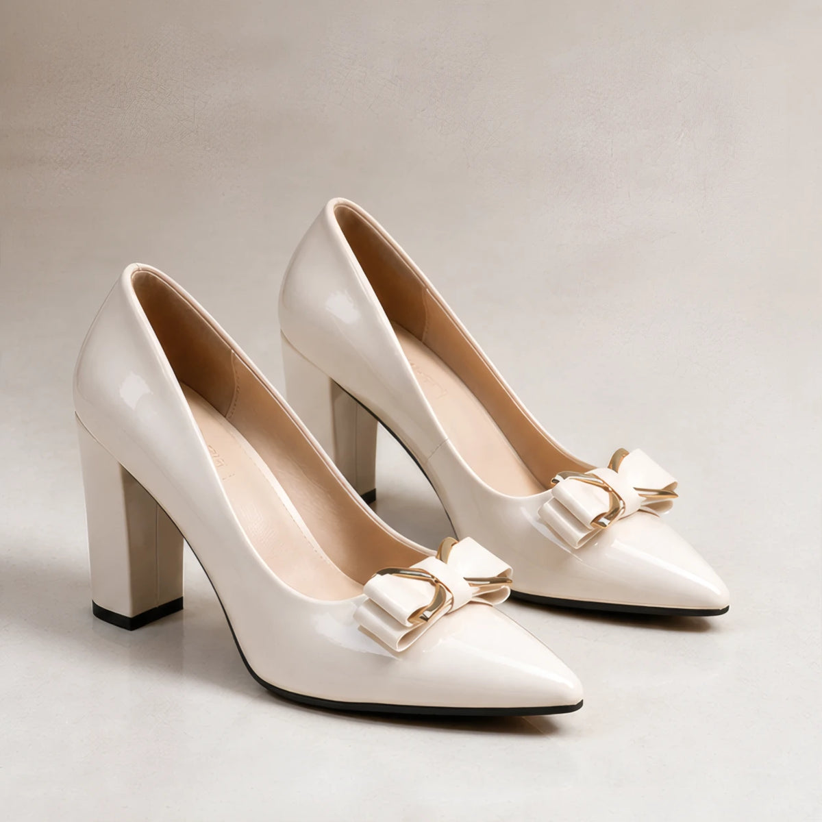 Briony Bow Pumps - Bone - Women's Footwear > Heels > Pointed-Toe Pumps - Brondals - Image 1