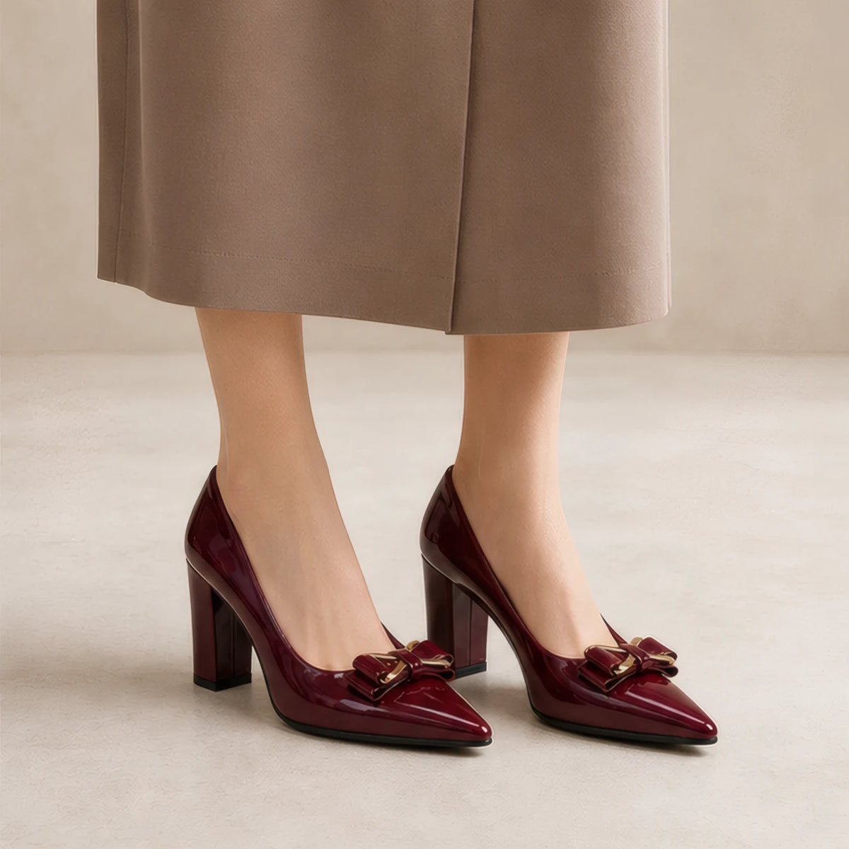 Briony Bow Pumps - Claret - Shoes - Brondals - Image 2