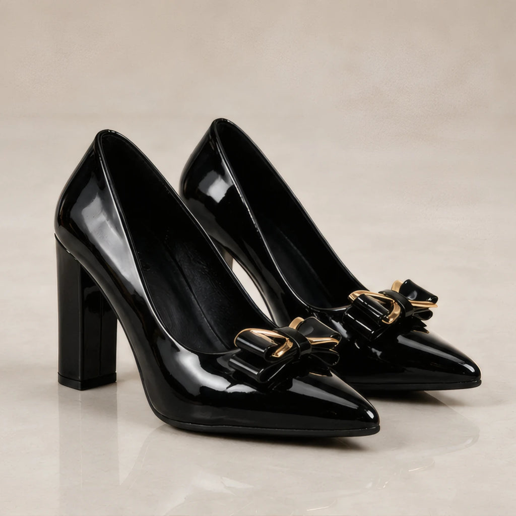 Briony Bow Pumps - Jet - Women's Footwear > Heels > Pointed-Toe Pumps - Brondals - Image 1