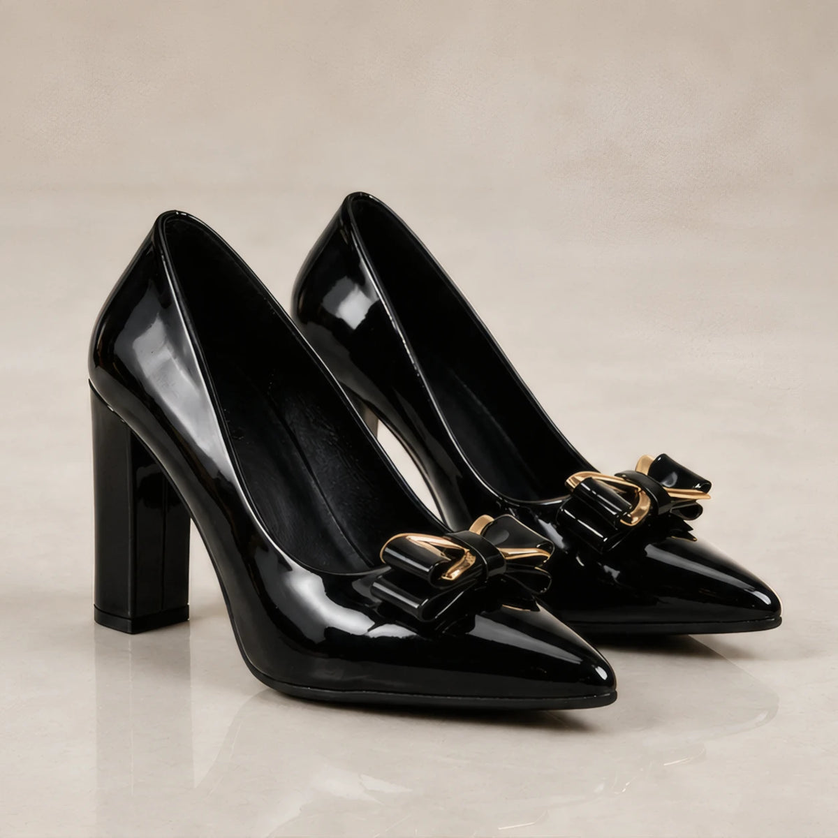 Briony Bow Pumps - Jet - Women's Footwear > Heels > Pointed-Toe Pumps - Brondals - Image 1