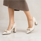 Briony Bow Pumps - Bone - Women's Footwear > Heels > Pointed-Toe Pumps - Brondals - Image 3