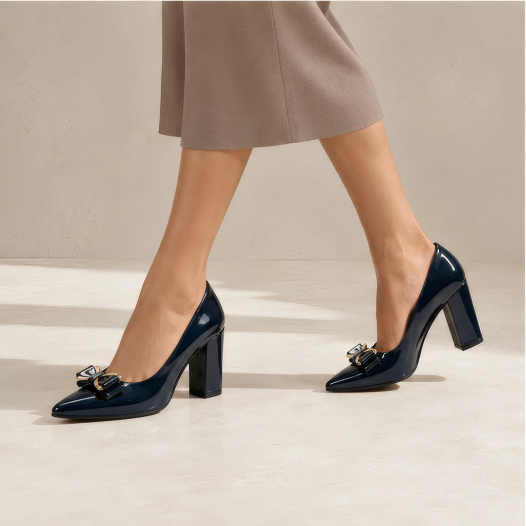 Briony Bow Pumps - Ink - Women's Footwear > Heels > Pointed-Toe Pumps - Brondals - Image 3