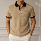 Bromley Textured Jacquard Polo - Khaki - jacquard knit - Brondals - Image 3