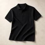 Bromley Textured Jacquard Polo - Black - Polo - Brondals - Image 1