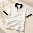Bromley Textured Jacquard Polo - White - Polo - Brondals - Image 1