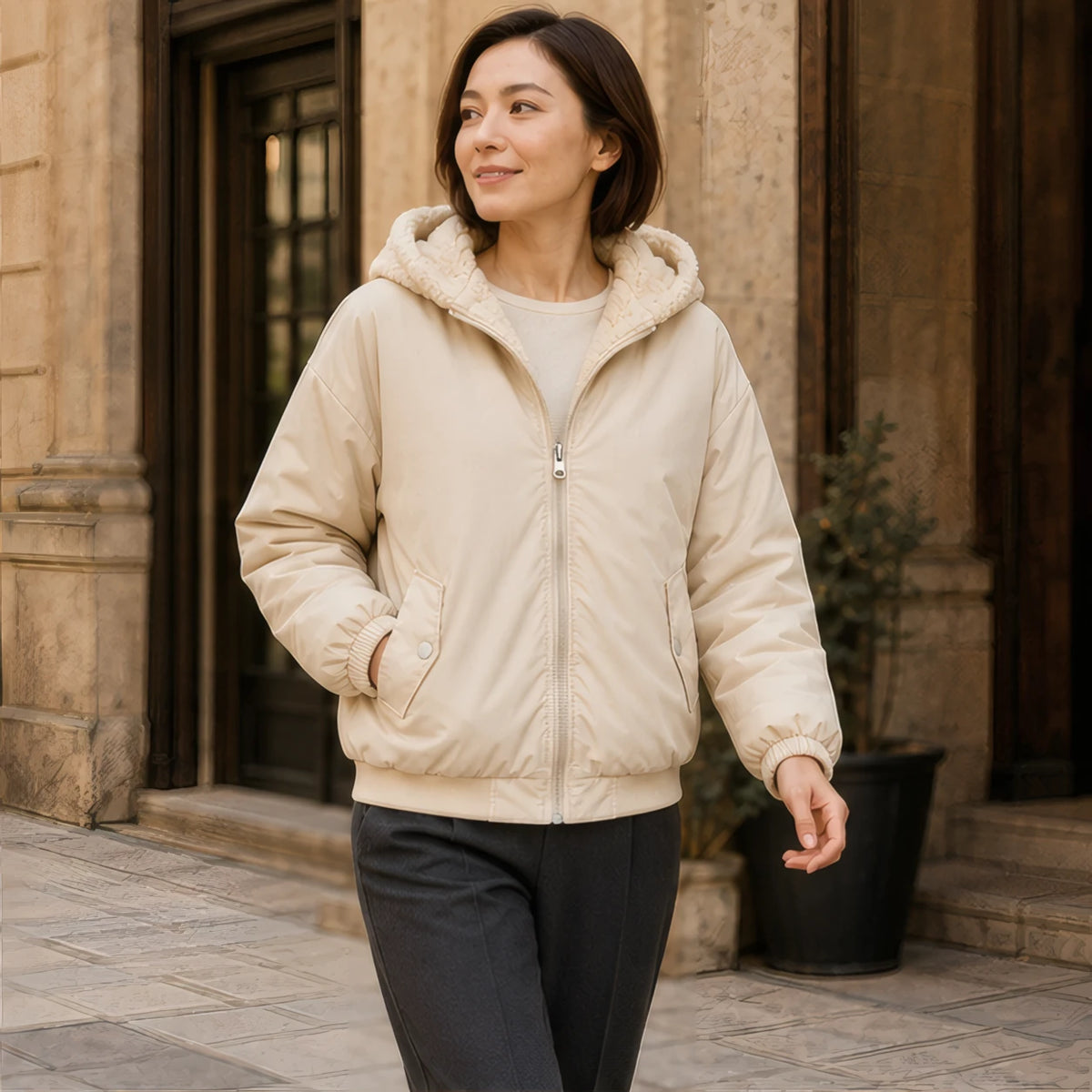 Bronte Women's Fleece-Lined Zip Jacket - Beige - Catalog Group: Clothing - Brondals - Image 2