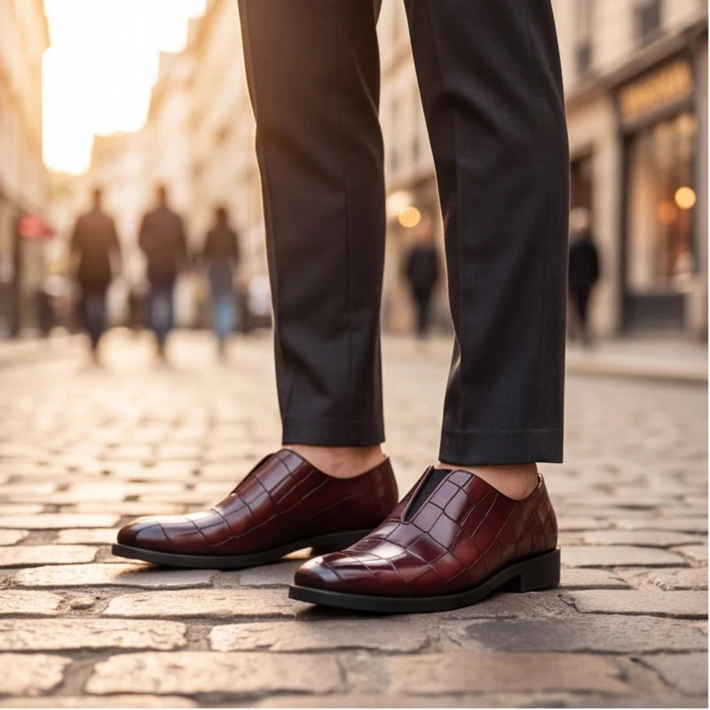 Torino Genuine Leather Loafers - Wine Red - rubber outsole - Brondals - Image 8