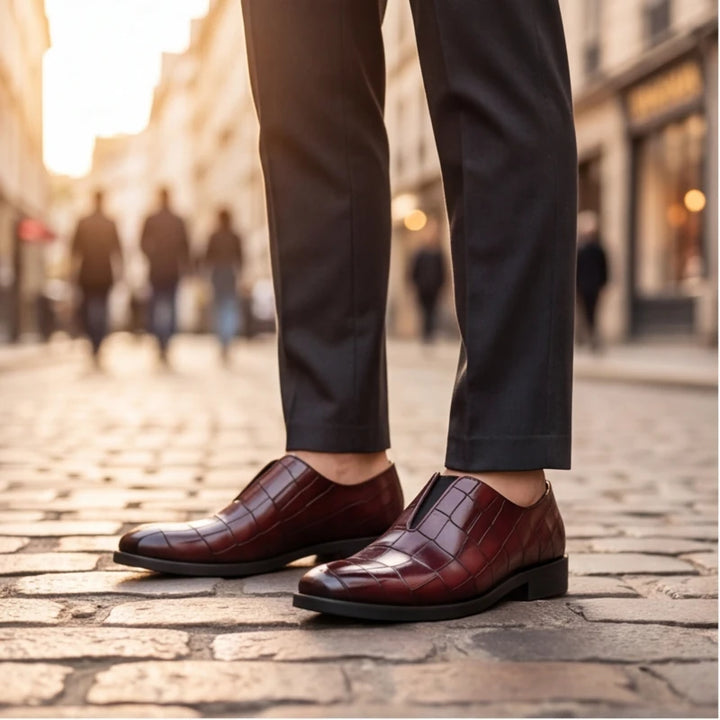 Torino Genuine Leather Loafers - Wine Red - rubber outsole - Brondals - Image 8