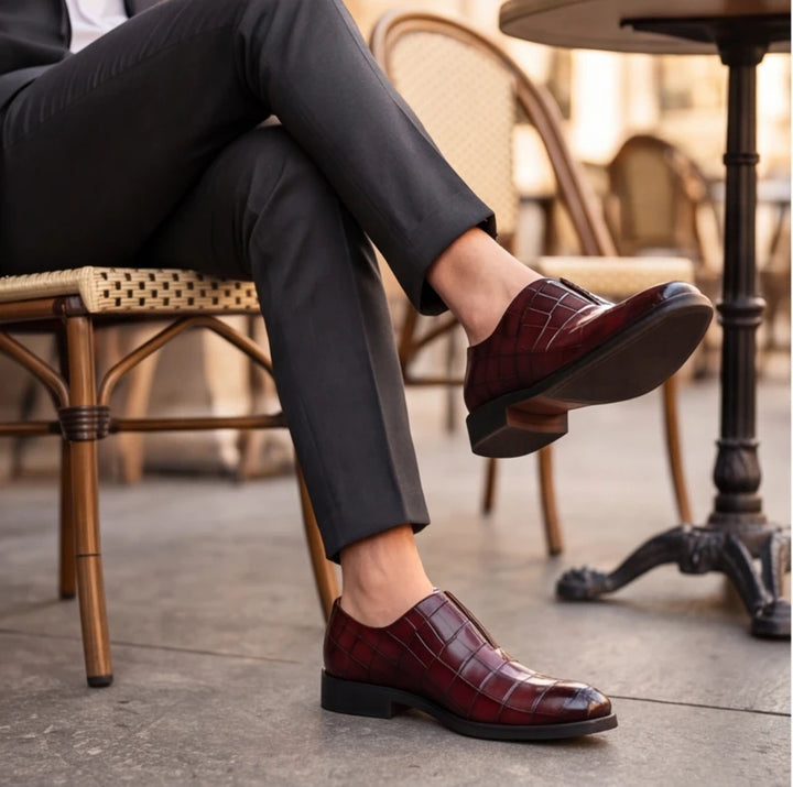Torino Genuine Leather Loafers - Wine Red - mens shoes - Brondals - Image 9