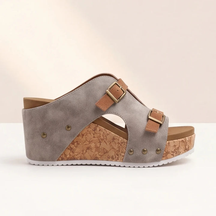 Mellina Platform Sandals - Gray - cork platform - Brondals - Image 4