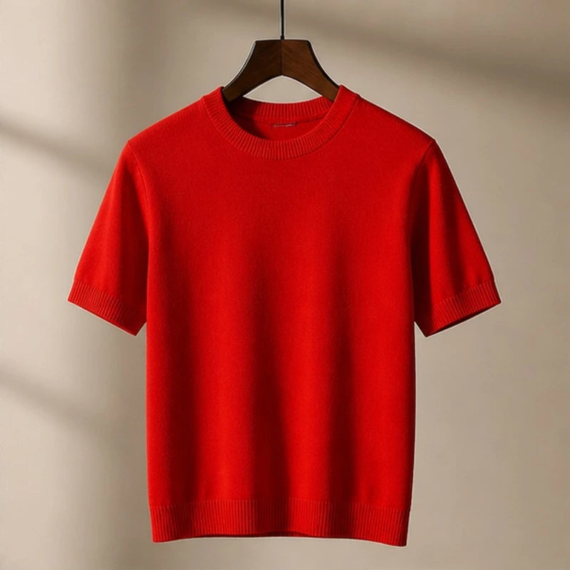 Callan Merino Cashmere T-Shirt - Red - merino wool - Brondals - Image 3