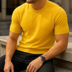 Callan Merino Cashmere T-Shirt - Yellow - men's t-shirt - Brondals - Image 2