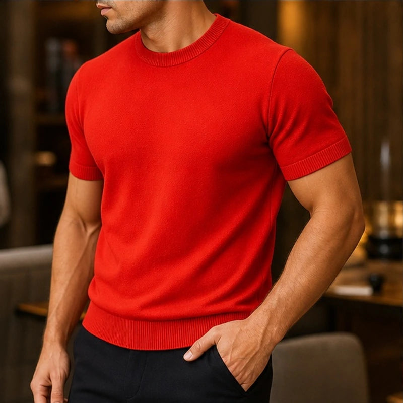 Callan Merino Cashmere T-Shirt - Red - T-Shirts - Brondals - Image 1