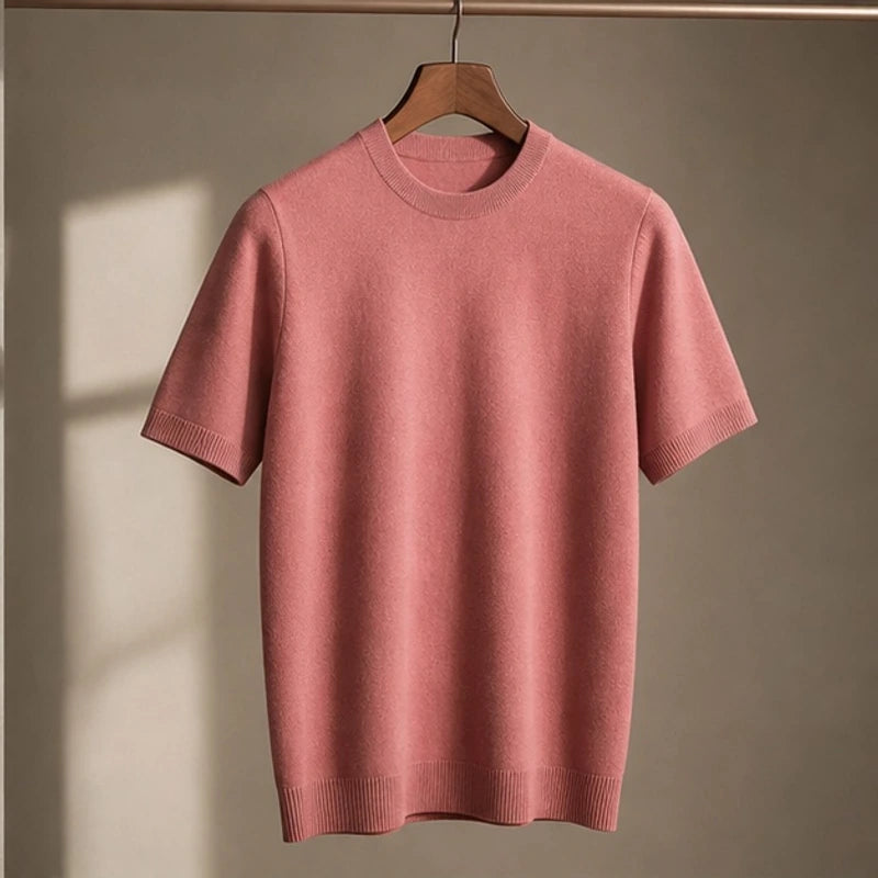 Callan Merino Cashmere T-Shirt - Pink - merino wool - Brondals - Image 3