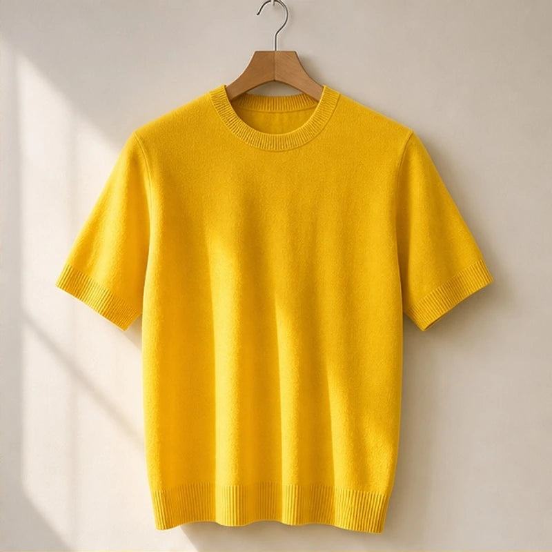 Callan Merino Cashmere T-Shirt - Yellow - merino wool - Brondals - Image 3