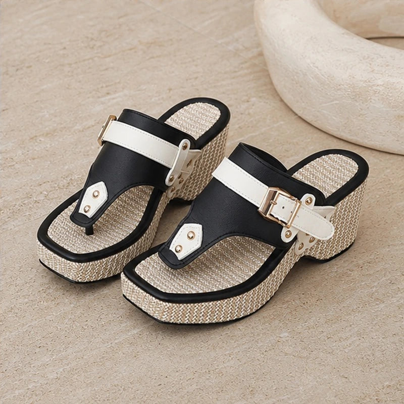 Candela Buckle Thong Sandal - Black - women's sandals - Brondals - Image 2