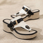 Candela Buckle Thong Sandal - White - Shoes - Brondals - Image 1