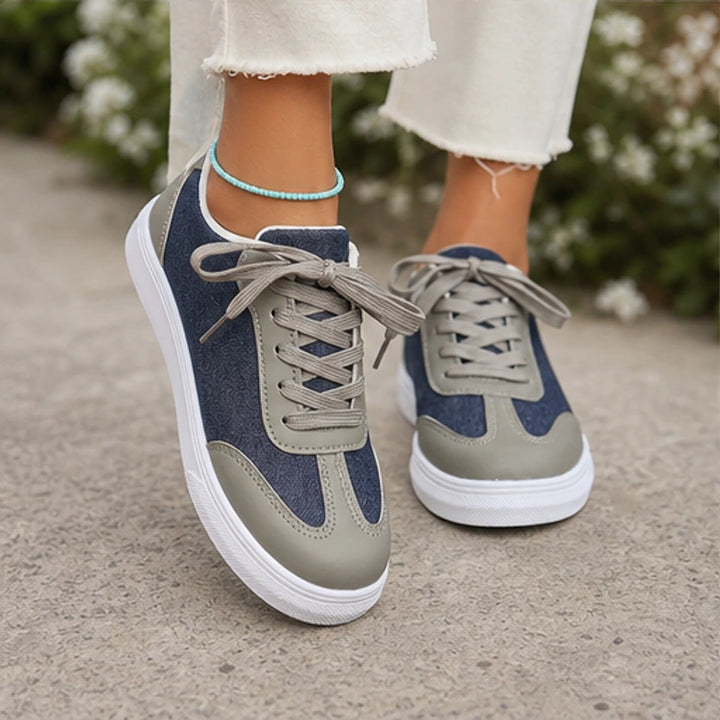 Capri Denim Low-Top Sneaker - Taupe Gray - flat sole - Brondals - Image 7