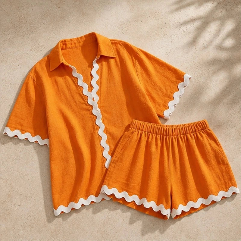 Carina Resort Shorts Set - Orange - Outfit Set - Brondals - Image 1
