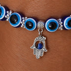 Carlotte Evil Eye Beaded Stretch Anklet with Charm - Hamsa - jewelry - Brondals - Image 3