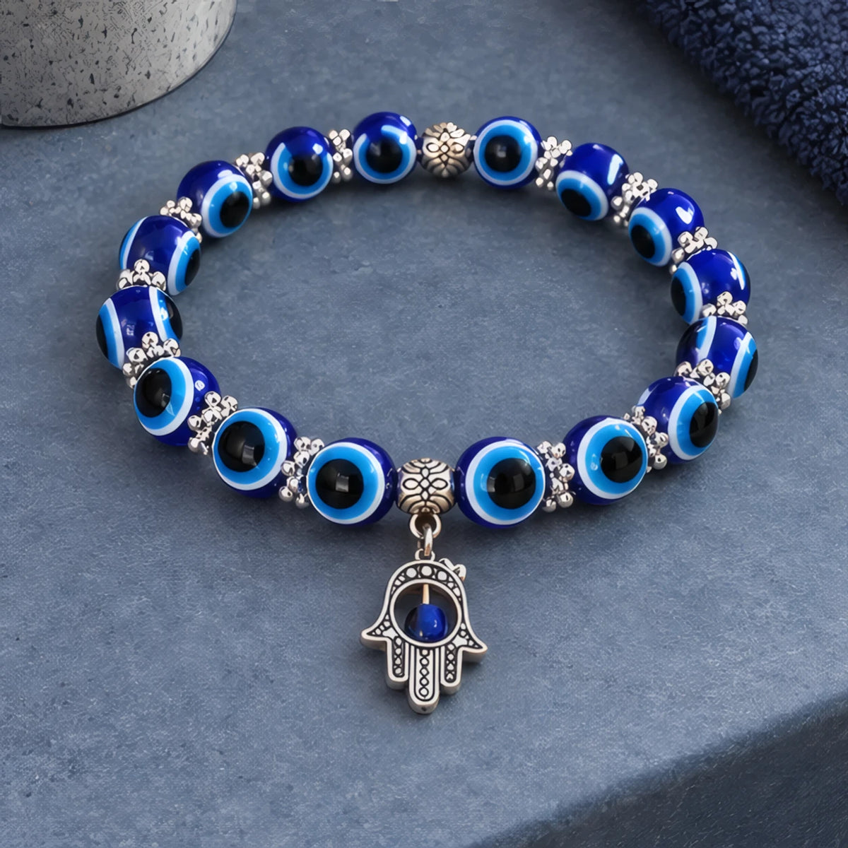 Carlotte Evil Eye Beaded Stretch Anklet with Charm - Hamsa - Jewelry > Anklets > Beaded Charm Anklets - Brondals - Image 2