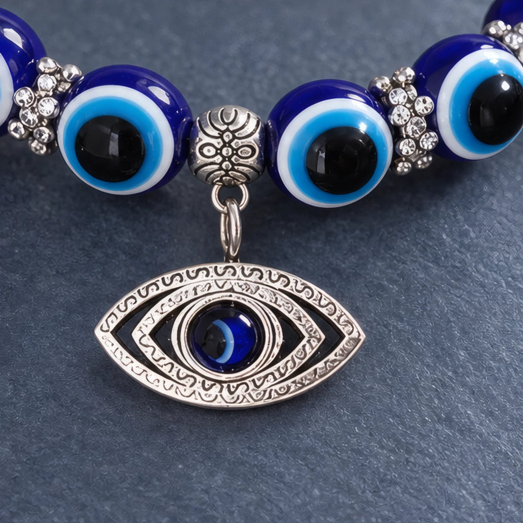 Carlotte Evil Eye Beaded Stretch Anklet with Charm - Evil-Eye - jewelry - Brondals - Image 3