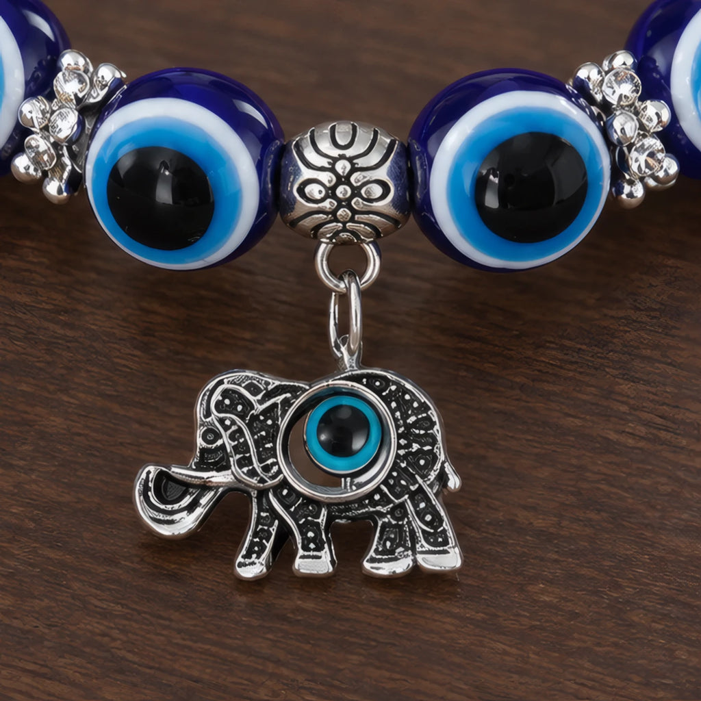 Carlotte Evil Eye Beaded Stretch Anklet with Charm - Elephant - jewelry - Brondals - Image 3