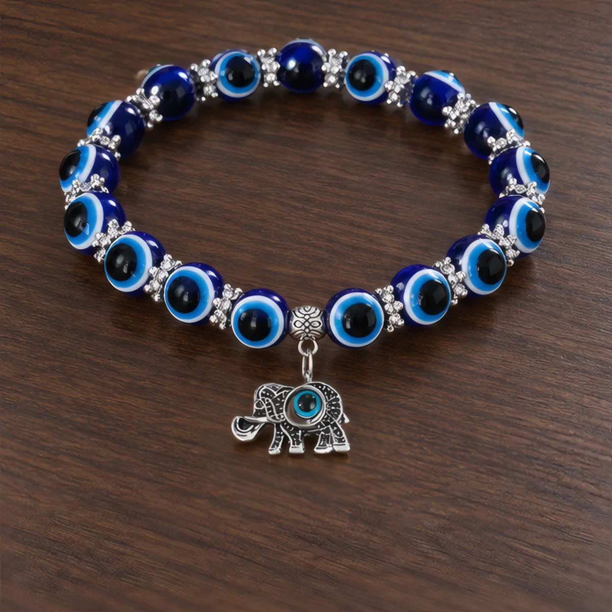 Carlotte Evil Eye Beaded Stretch Anklet with Charm - Elephant - Jewelry > Anklets > Beaded Charm Anklets - Brondals - Image 2