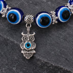 Carlotte Evil Eye Beaded Stretch Anklet with Charm - Owl - jewelry - Brondals - Image 3